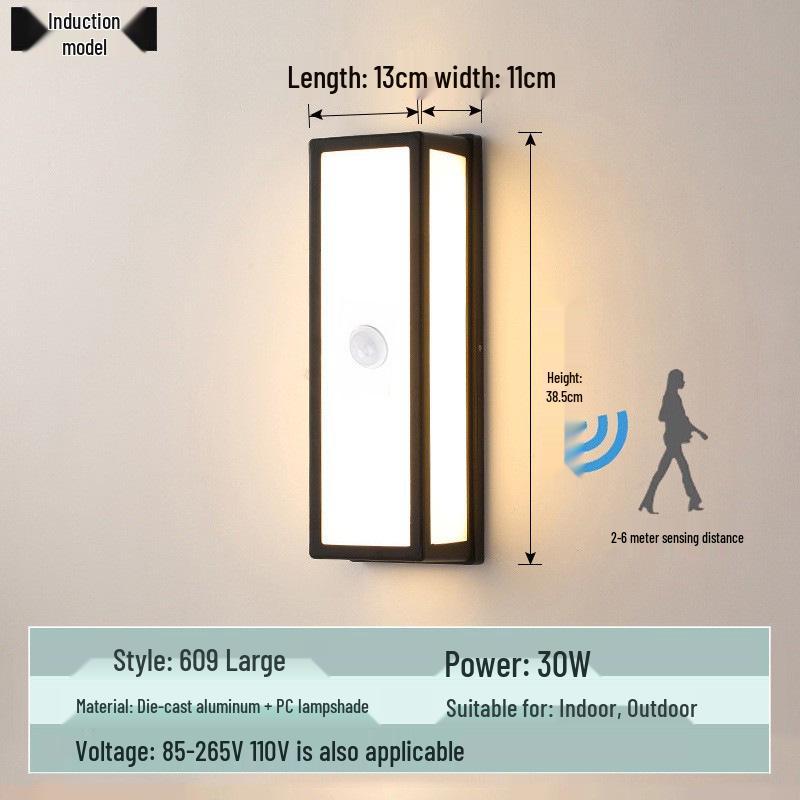 Lampă de Perete de Exterior în Formă de Lună, Rezistentă la Apă, cu Senzor Infraroșu, pentru Curte, Balcon și Prag