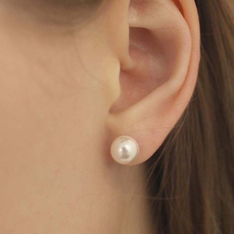 HAS [SLIVER925] LV010 8mm Simple pearl earrings