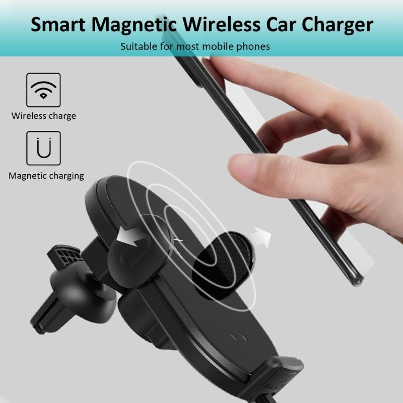 15W Magnetic Charging Holder for 15 14 13 12 Glass Panel Stand Auto Clamping Car Air Vent Phone Wireless Charging Stand