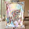 Jeweled Unicorn with Stars Theme Blanket Lightweight Warm Flannel Blanket Decorative Throw Blanket for Home Decoration