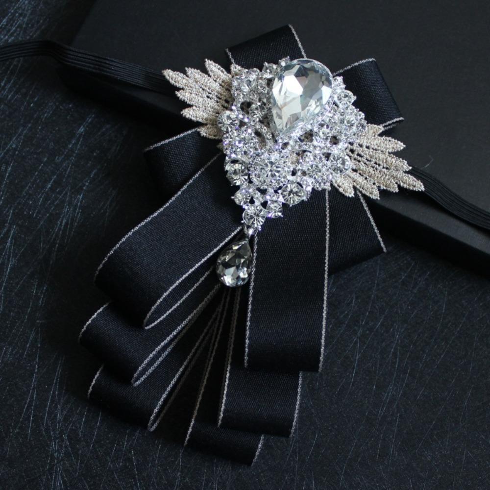 Retro Rhinestone Collar Flower Elegant Men's Suit Accessory Formal Gentleman's Bow Tie  Man