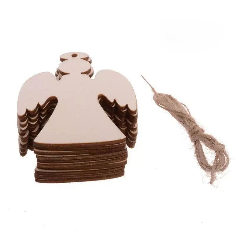 10pcs DIY Wooden Christmas Balls Decoration Round Craft Baubles Tags Hanging Ornament for Christmas New Year Pendant Decor