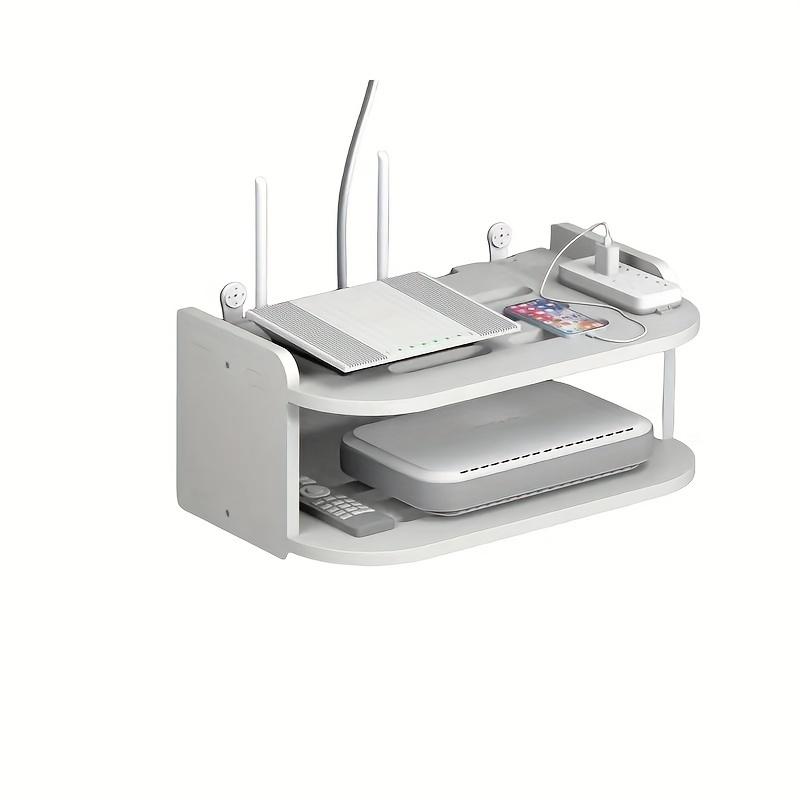 No-Drill Router & TV Box Shelf, 2-Tier Space-Saving Rack.Durable Resin/Foam, Easy Install.Perfect for Home Office & Living Room.