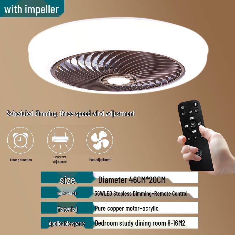 

Silent Modern Ceiling Fan with Light - Simple, Integrated Chandelier for Bedroom and Restaurant, Japanese Standard 220V Dimmable+Remote