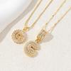2Pcs Full CZ Zircon Iced Crystal Initial Letter Flower Necklace Women Copper A-Z Alphabet Pendant Couple Jewelry Birthday Gifts