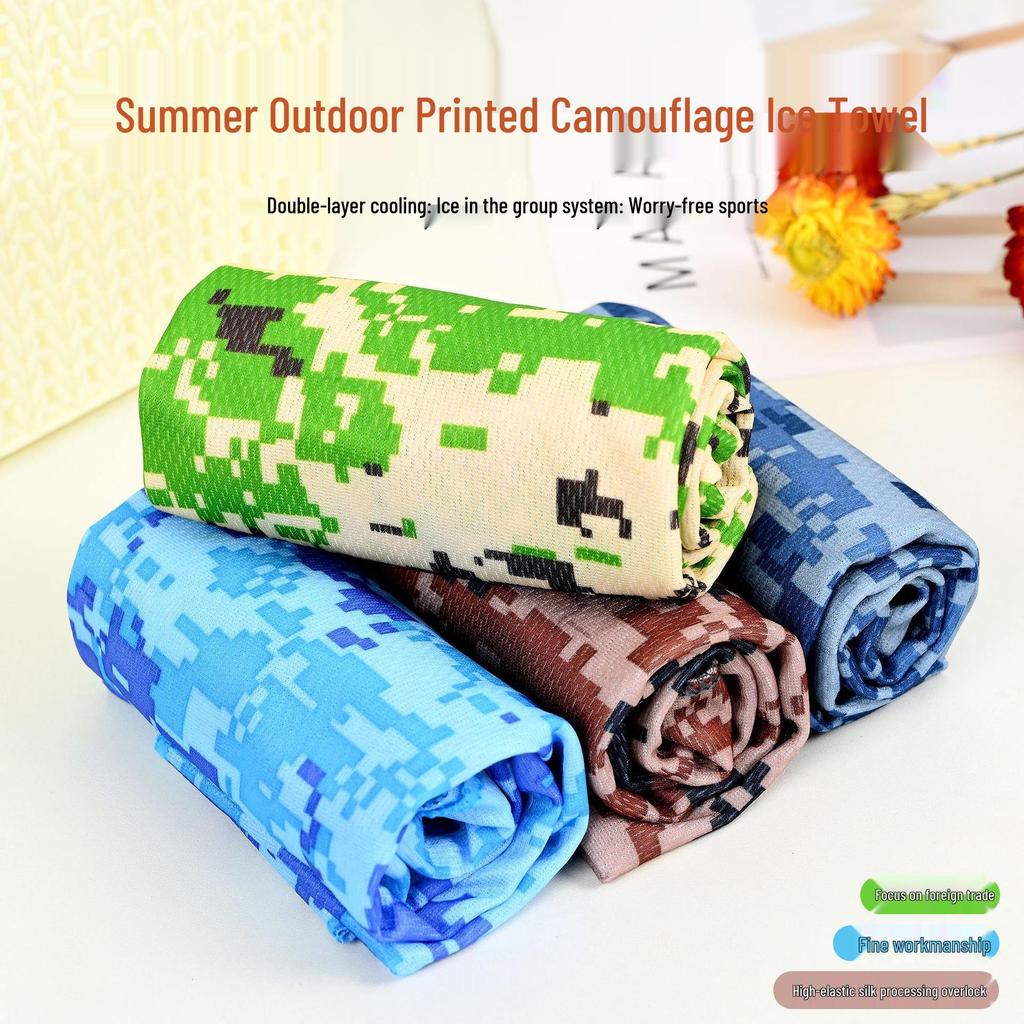 Summer Outdoor Camouflage Cooling Ice Towel for Sports, Yoga, and Heatstroke Prevention