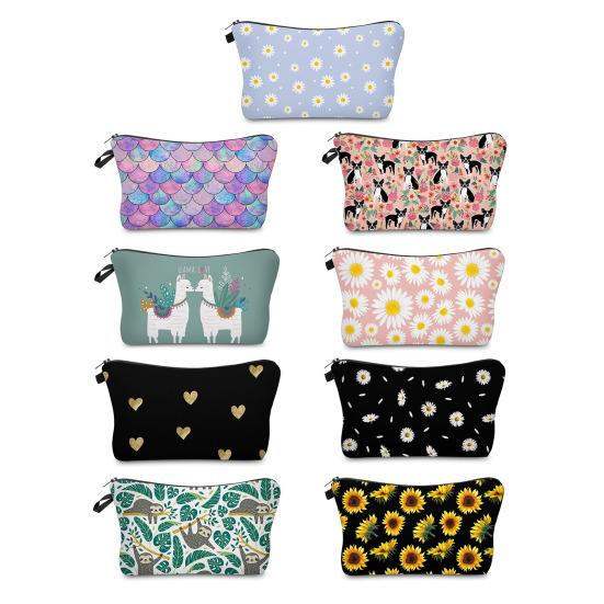 Cosmetic Bag Portable with Zipper Large Capacity Bag Floral Print Compact Travel Makeup Organizer for Cosmetics And Small
