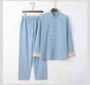 Men's Retro Embroidered Tang Suit Set - Cotton & Linen Long Sleeves for Spring/Autumn Zen Meditation