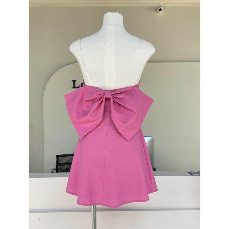 Foreign Trade Original Garment Altar'a State Sweet Gyaru Street Big Bow Tube Top Waist Hugging Dress Slimming Midi Dress
