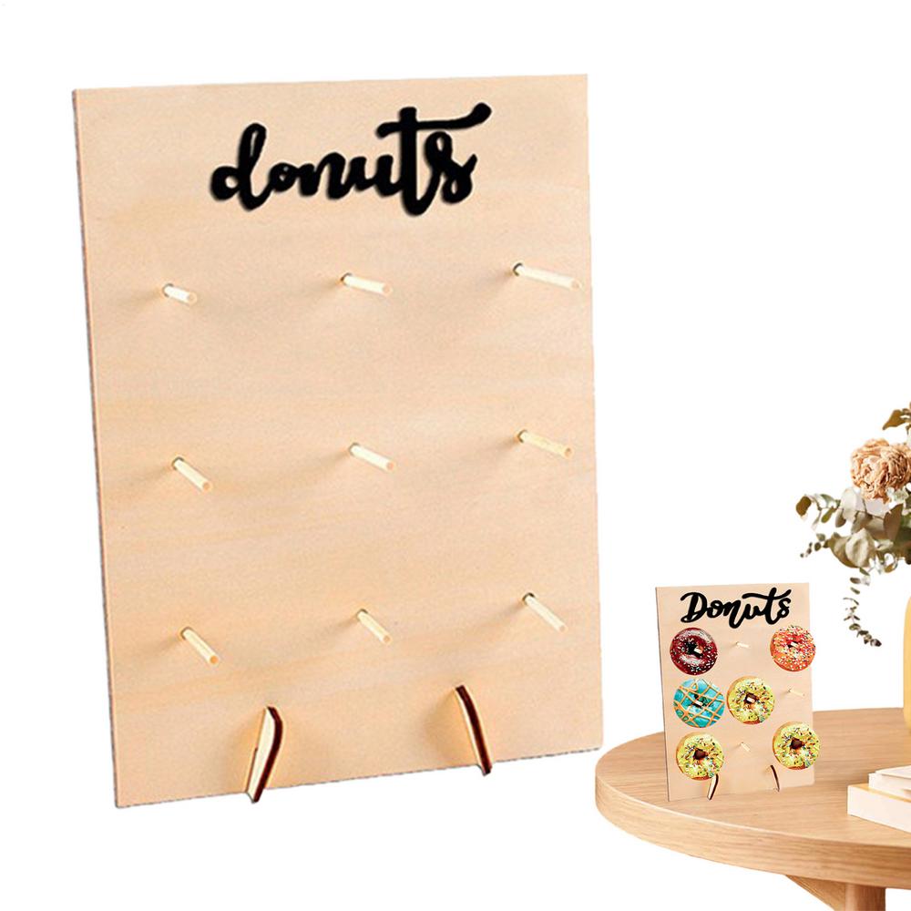 Houten Donutbord met 9 Haken Donut Displayrek Decoratief Donut Displayrek Voor Gebak Eettafel Cafe Catering Buffet