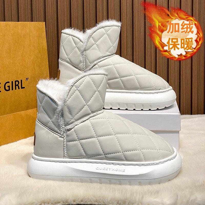 Thick-soled Snow Boots Women's New Winter Short Tube Versatile Thickened Velvet Warm Waterproof and Non-slip Cotton Shoes