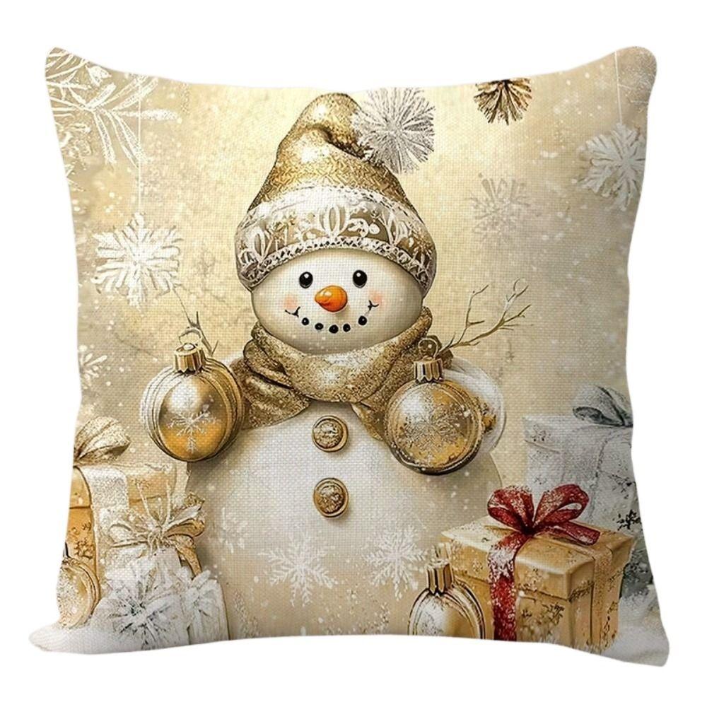 1PC Flax Christmas Pillow Cover Santa Claus Elk Comfortable Xmas Tree Pillowcase Breathable Soft Cushion Slipcover