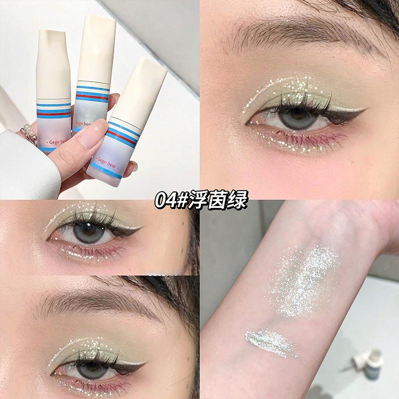 Shimmer Glitter Liquid Eyeshadow Brighten Lying Silkworm Highlighter Non Smudging Makeup