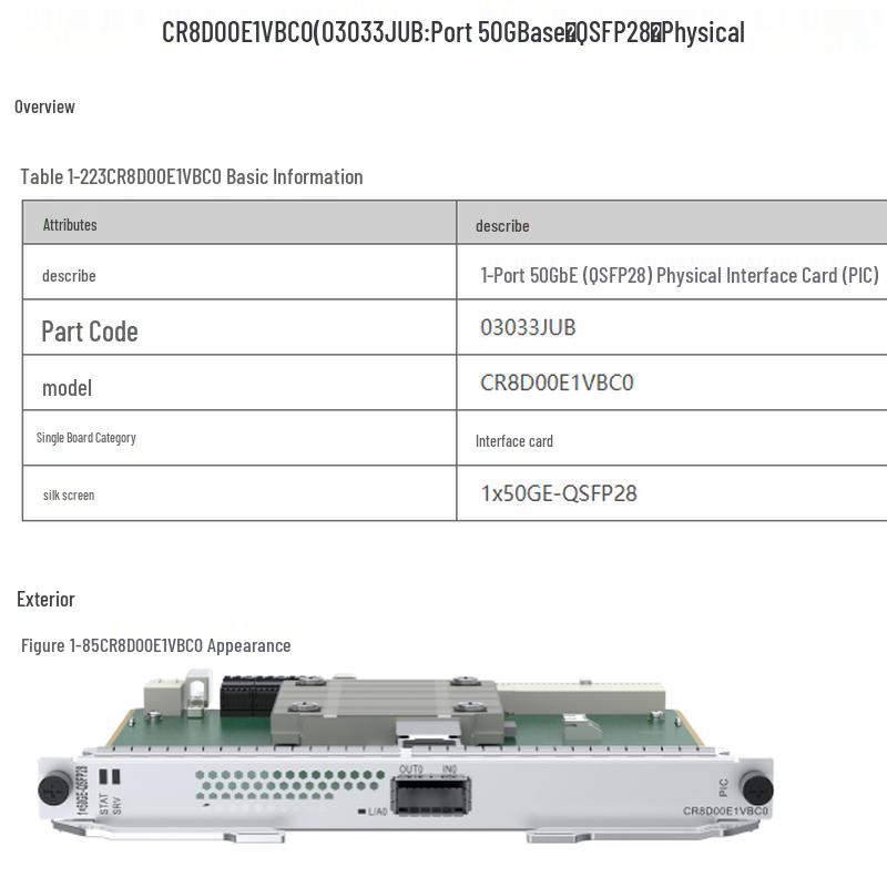 Huawei CR8D00E1VBC0 1-Port 50G Base QSFP28 PIC