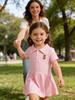 Baby Girls Short Sleeve Pink Dress, Summer Casual Dresses for Toddler Birthday Party Daily Wear, Age 3M–2Y