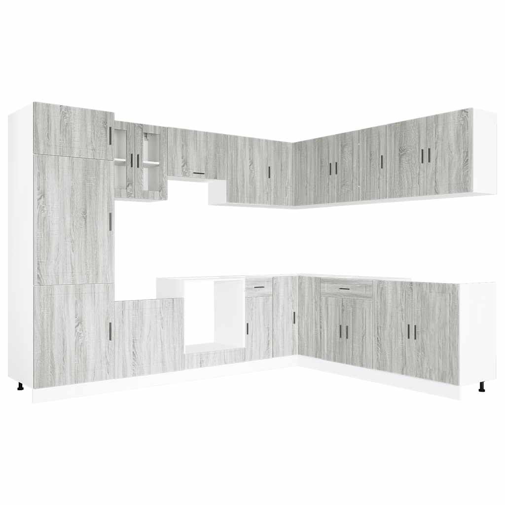 Vidaxl Kitchen Cabinet Set, Porto, 14-Piece, Sonoma Grey Oak