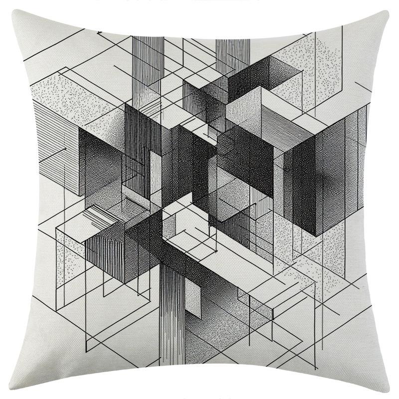 New Maze Blank Checkered Linen Pillowcase Jit Car Sofa Lumbar Pillow Cushion