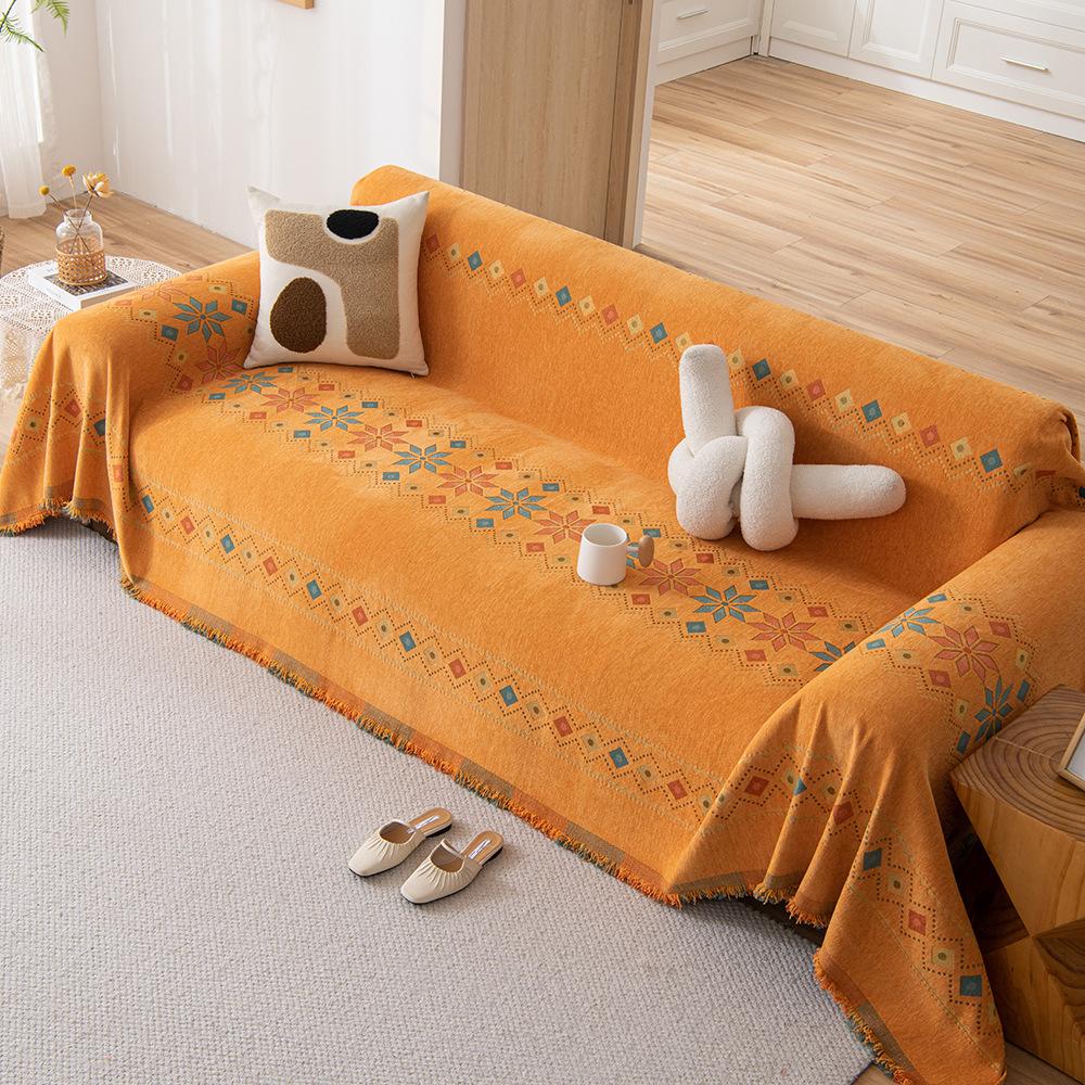 Coperta Etnica Lusso In Cotone - Arazzo Jacquard 129x160 Cm - Multifunzionale Per Divano, Letto, Picnic