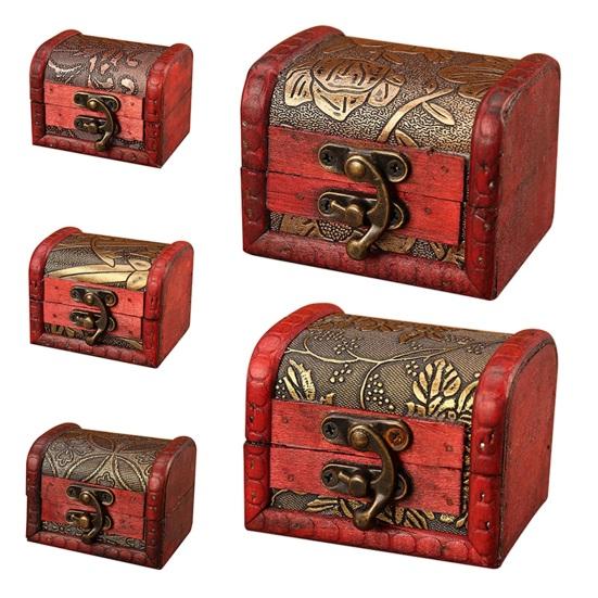 Scatola di Legno Stile Vintage Floreale Artigianato Tocco di Vecchio Ricordo Contenitore per Gioielli Scatola del Tesoro in Legno per Collezione