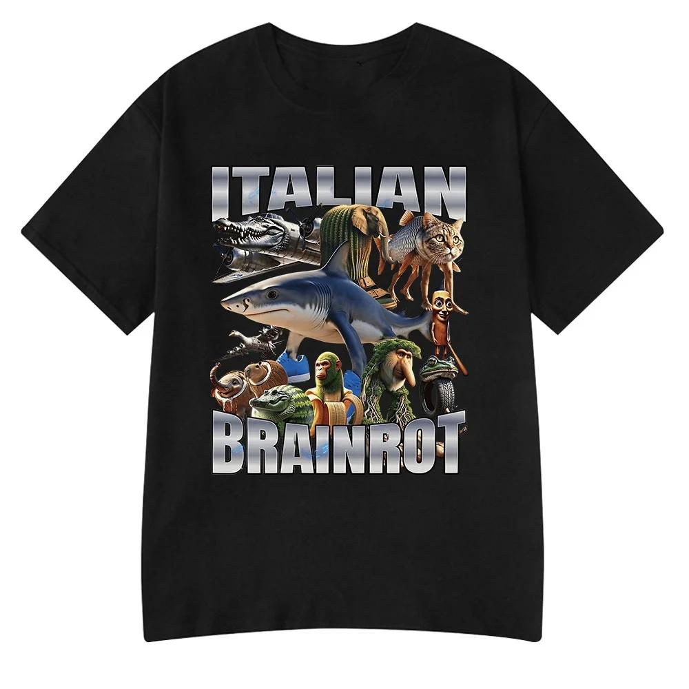 Italiensk Hjärnröta Tralalero Tralala Tung Tung Tung Sahur Bombardiro Krokodil Rolig Meme T-shirt Män Kvinnor T-shirts Y2k Toppar