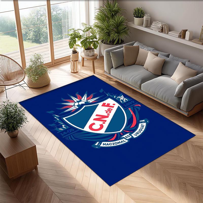 Club Nacional De Printed Flannel Area Rug Non Slip Soft Polyester Floor Carpet Indoor Decor Mat for Bedroom Living Room Sofa Game Room Home Decoration