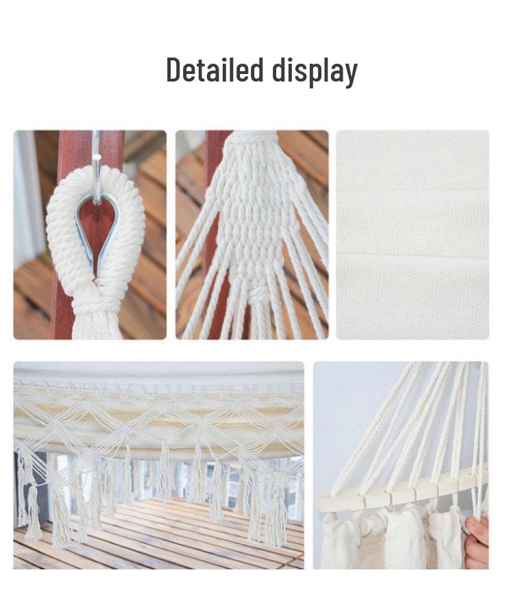 Bohemian Ethnic Princess Tassel Hammock - Anti-Rollover Canvas for Outdoor Use