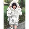 Japanische Kawai Faxu Pelz Kapuzenpullover Subkultur Streetwear Reißverschluss Mantel Print Langarm Retro Gothic Sweatshirts