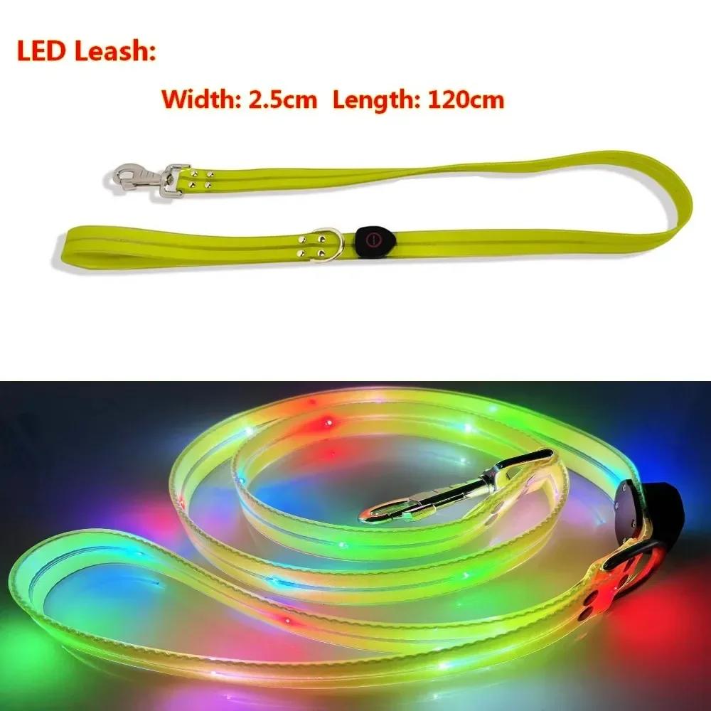 PVC Leuchtendes LED Hunde Halsband & Leine - USB Wiederaufladbares Webband Design Verstellbar Blinkende Haustierausrüstung Um Hunde In Der Dunkelheit Sicher Zu Halten