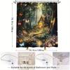 Enchanted Forest Fantasy Shower Curtain - Multicolored Butterflies & Flowers, Rustic Cottage Design, Polyester