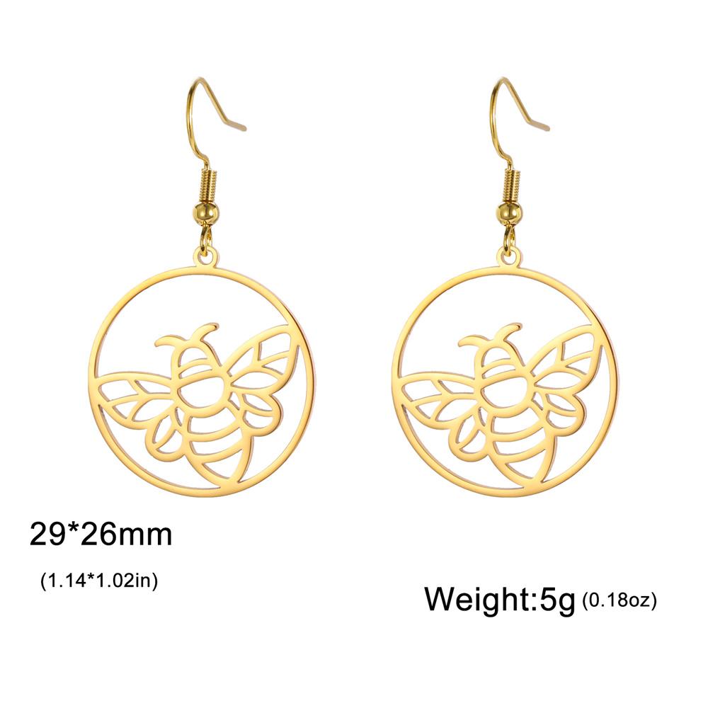 My Shape Bee Drop Earrings for Women Girls Round Pendent Animal Honeybee Dangle Earring Stainless Steel Fashion Jewelry Gifts