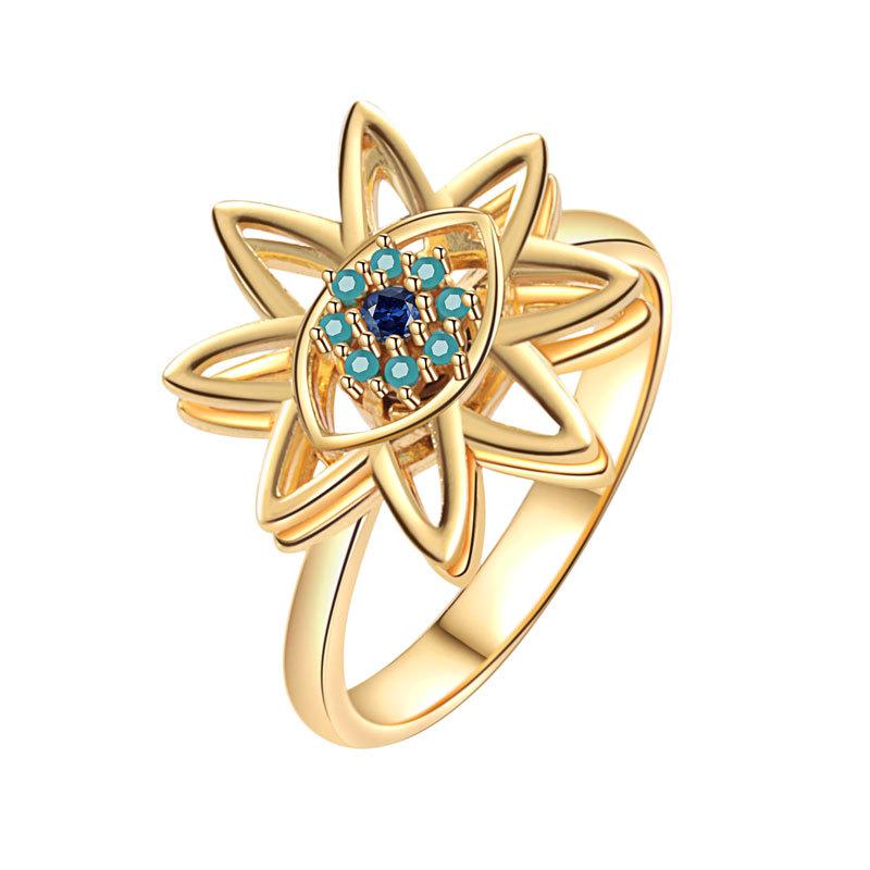 

Gold Color Adjustable Devil s Eye Copper Knuckle Rings for Women Anti Stress Rotating Aesthetic Wedding Party Fashion Zircon resizable