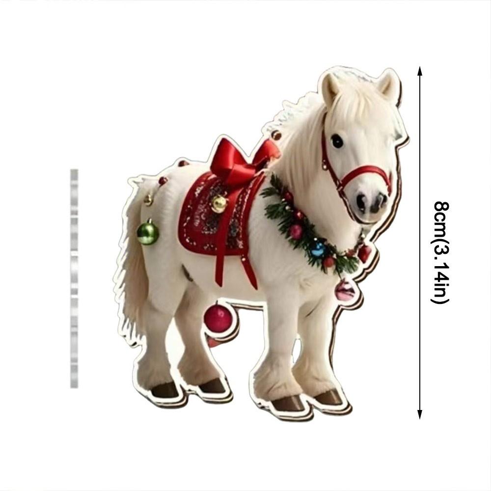 Party 2D Flat Christmas Hanging Pendant Ebony Horse Majesty Acrylic Horse Pendant Xmas Tree Hanging Ornament Navidad Decor
