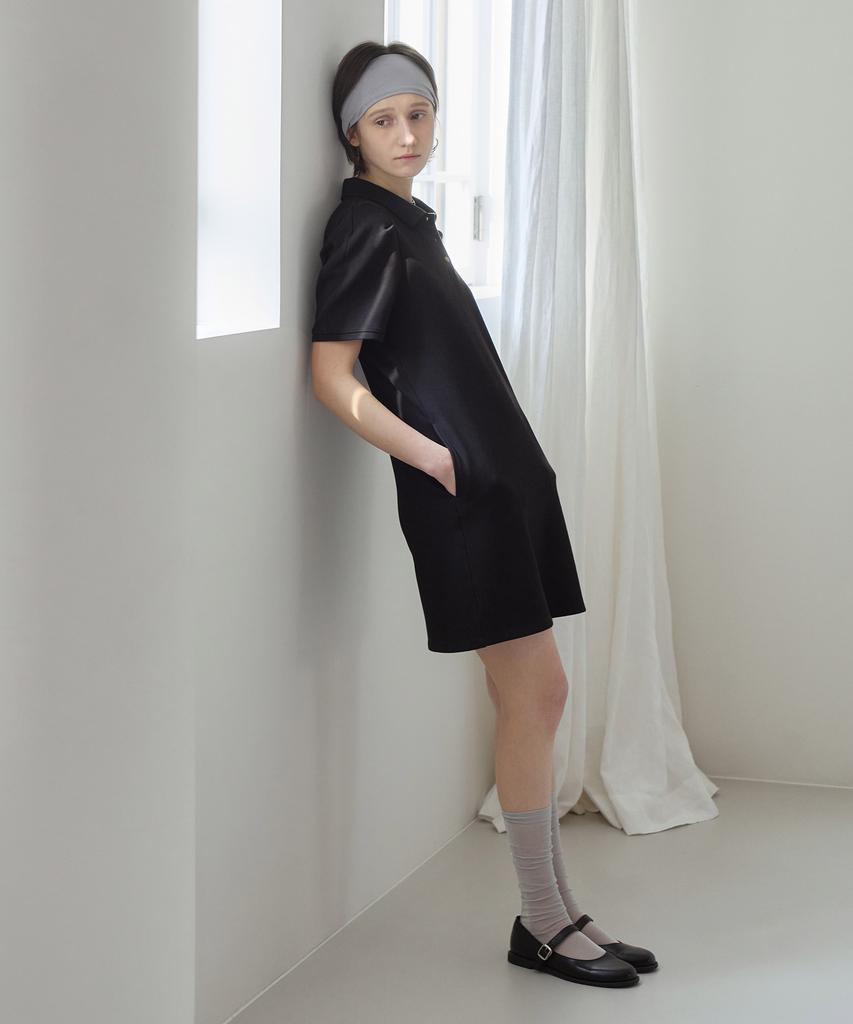 Covernat Woman Puff Collar Dress Black