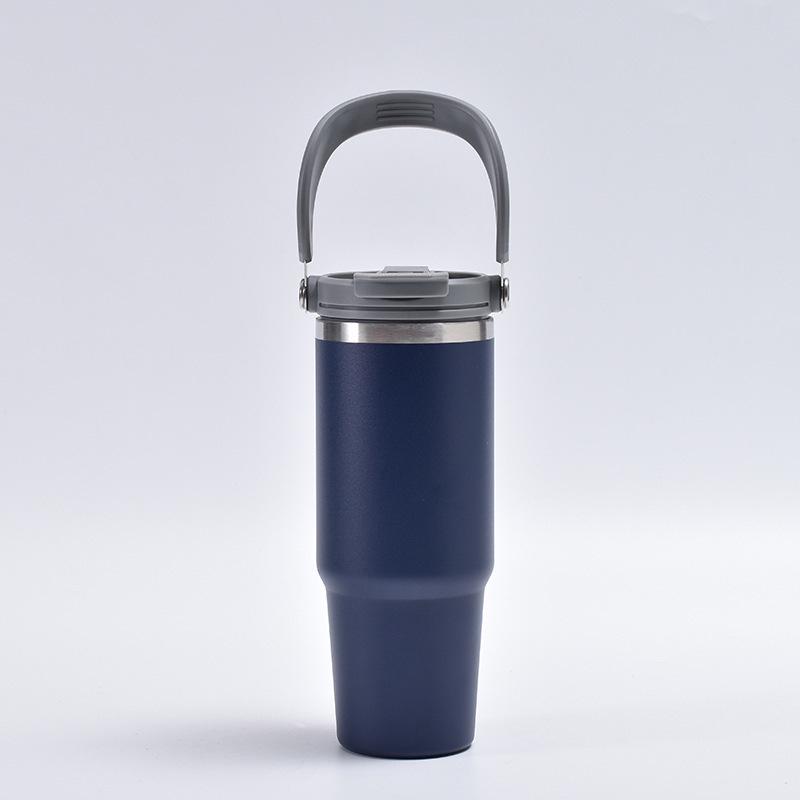 30oz Edelstahl tragbarer Reise-Thermosbecher mit Strohhalm - Großes Fassungsvermögen für Outdoor-/Autonutzung