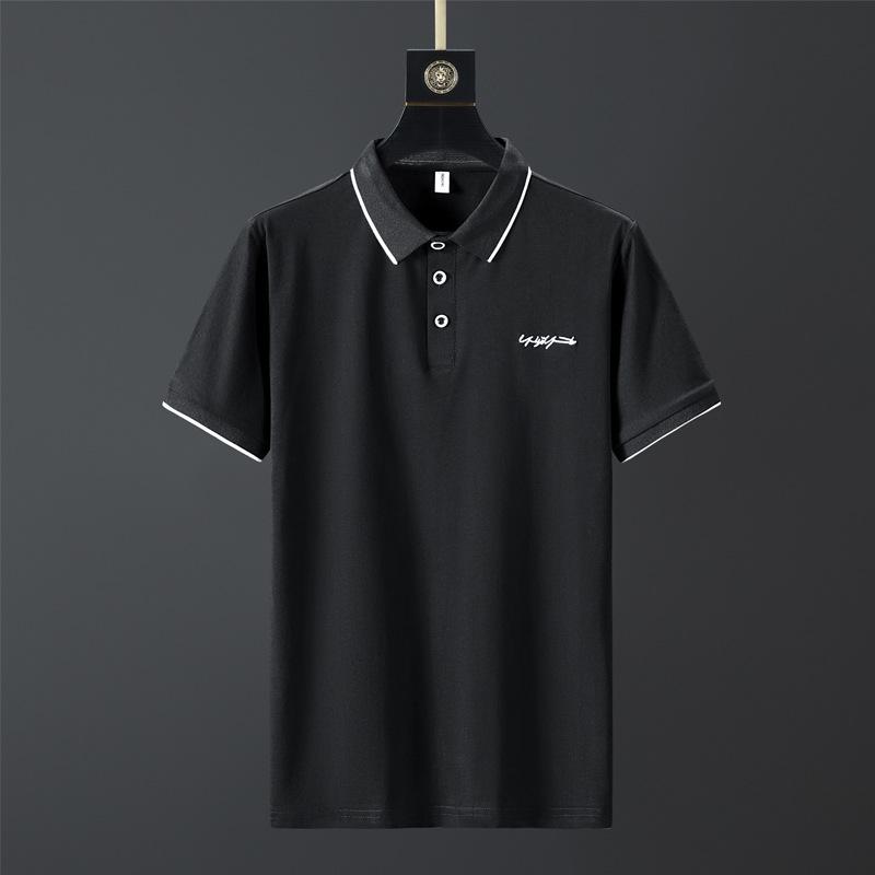 

Мужская рубашка поло, хлопковая футболка, деловая повседневная летняя футболка с короткими рукавами XXXXL чёрный