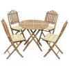 Dining Set - Bamboo - 5 Pcs - Foldable - Weather-resistant - Elegant Design