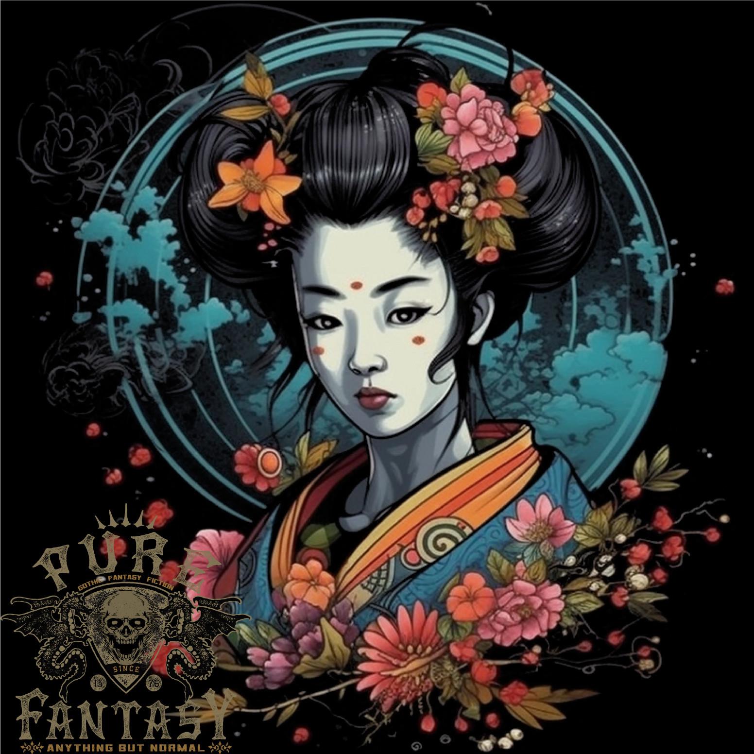 26 Гейша с цветами Фэнтези Мужская легкая хлопковая футболка Унисекс футболка M