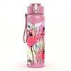 1PC Abstract Pink Splash Paint 750ml Color Plastic Sports Water Bottle Leakproof Flip Straw Lid Suitable for Sports Office Home Use