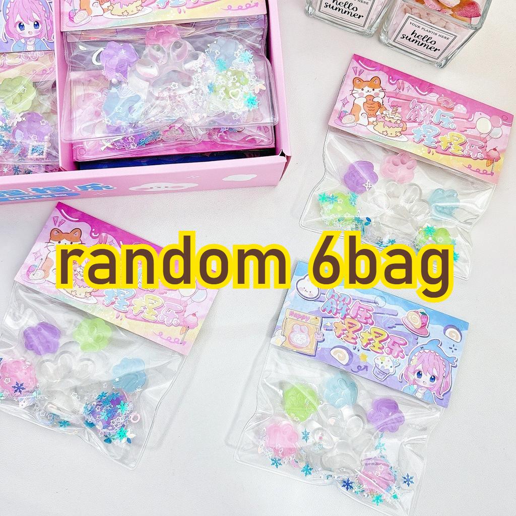 5+1 ks/sáček Mini Extruzní hračka Kočičí drápek Kawaii Průhledný Svítící Koťátko Drápek Pružný Měkký Rychlá Odrazová Párty Dárek