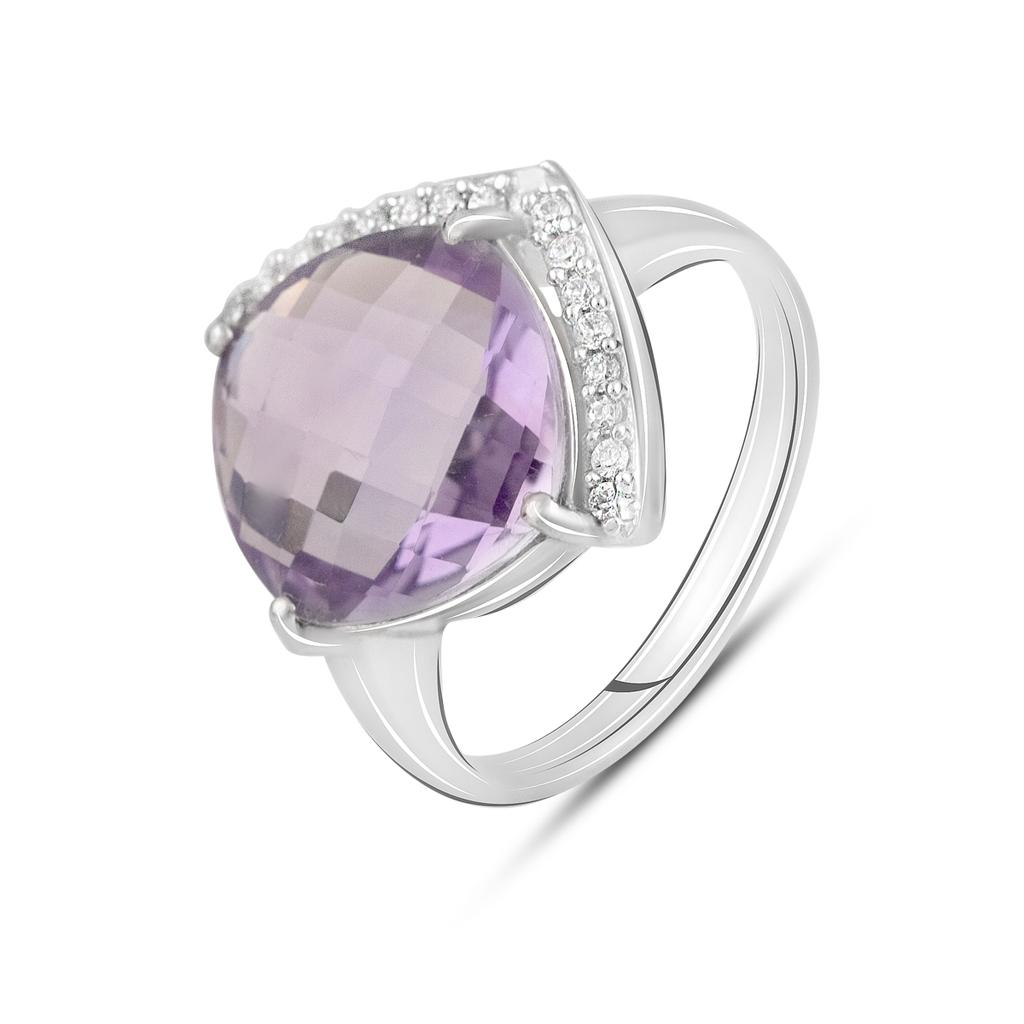 Silberring mit natürlichem Amethyst, Zirkonia (2128922)