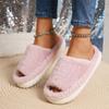 Fashion Thick Sole Open Toe Home Slippers Women Autumn Winter Warm Plush Slides Ladies Bedroom Soft Sole Light Slippers Shoes
