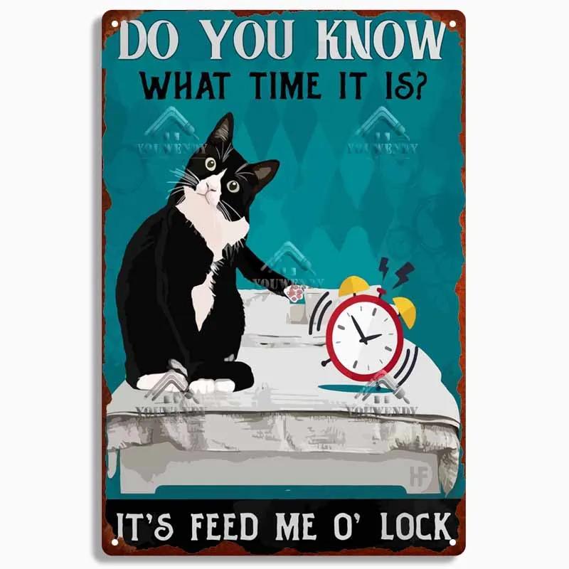 Retro Blechschild Plakette Metall Vintage Lustige Katzenkunst Poster Heimdekoration für Wohnzimmer Haustierbedarf Wanddekoration