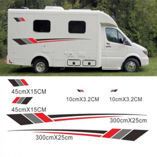 1 Set Two Side Stripes Graphics Vinyl Stickers Decals Kit For Camper RV Trailer