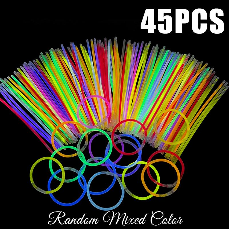 15-45PCS Mix Color Fluorescence Stick Decorations Glowing In The Dark Cheer Prop for Stage Show Concert School Rewards Gifts ZYF