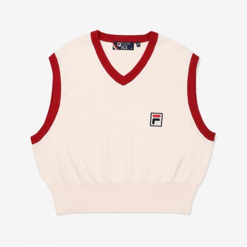 Fila Heritage Crop V Neck Sweater Vest CREAM/095