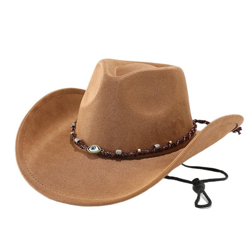 Moda autunno e inverno versatile cappello western cowboy in camoscio cappello accessori cappello a cilindro tibetano cappello in feltro