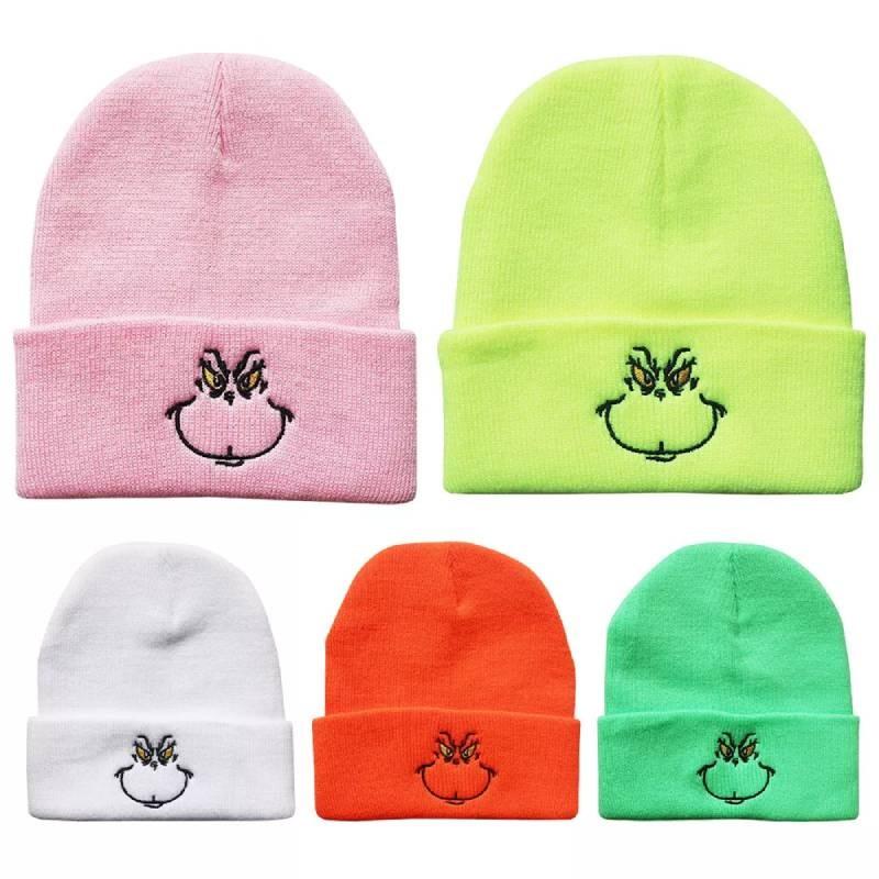 Cozy Cartoon Face Embroidered Knit Beanie Cap For Windproof Warmth In Winter