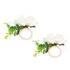 2Pcs Hemp Rope Napkin Buckle Simulation Flower Napkin Ring for Hotel Western Restaurant6622 White