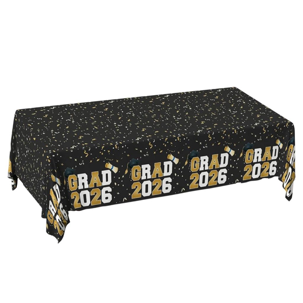 Graduation 2026 Tablecloth Disposable Plastic Table Cover for Graduation Party Decorations School Events and Gatherings