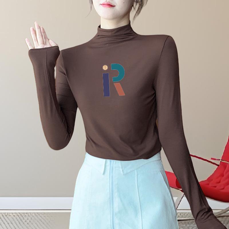 

Модальный черный женский утягивающий базовый слой с длинным рукавом и полувысоким воротником для осени/зимы XL